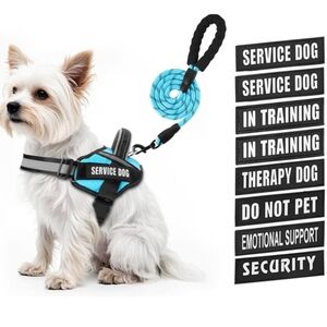 NWOT Light Blue Reflective Interchangeable Patch Service Dog Harness Size XXS